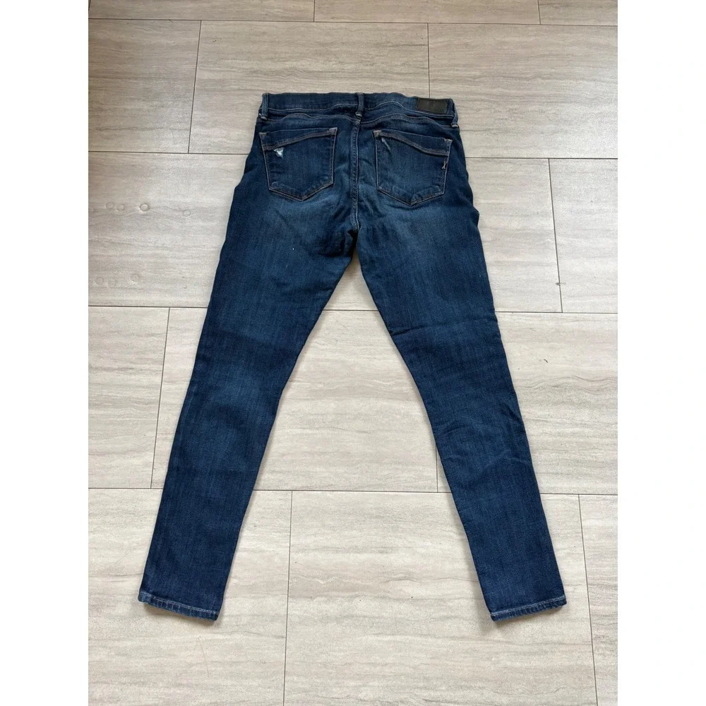 Express Legging Mid Rise Jeans Dark Wash Distressed Skinny Denim Womens 6S/6C